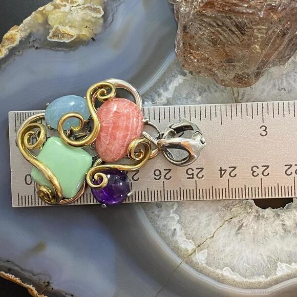 Carolyn Pollack Southwestern Style Sterling & Brass Multistone Decorated Pendant - Picture 10 of 10